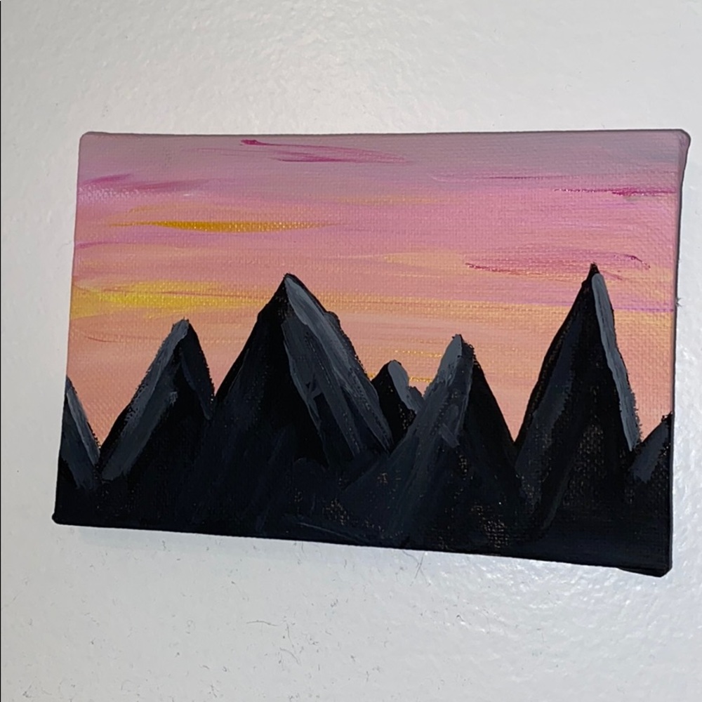 Mountain at sunset painting (hand painted)
